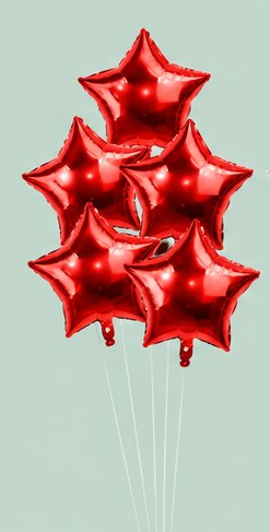 Связка из 5 фольгированных звезд с гелием — доставка цветов Королёве
